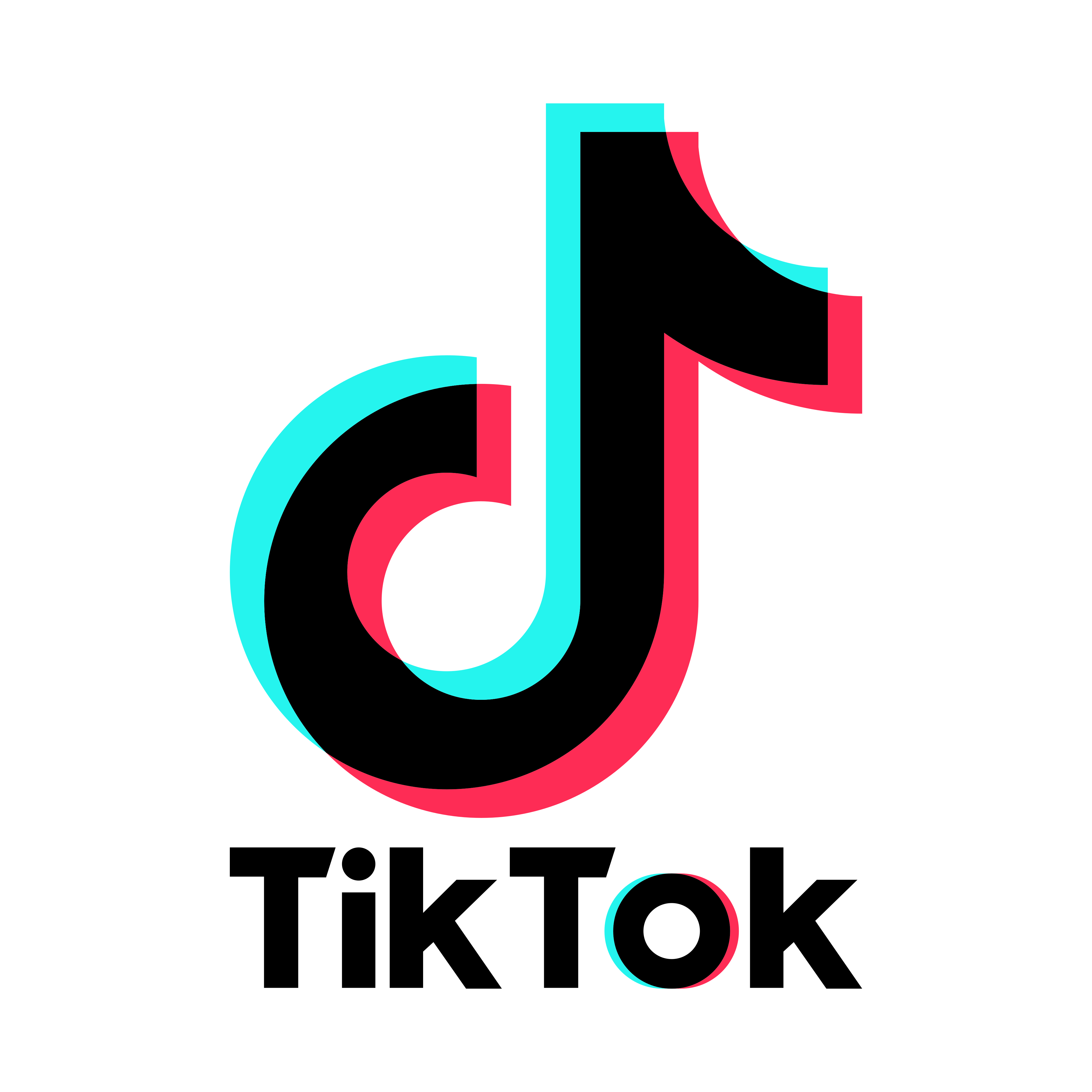 TikTok logo - stylized J shape formed by overlapping teal and pink lines